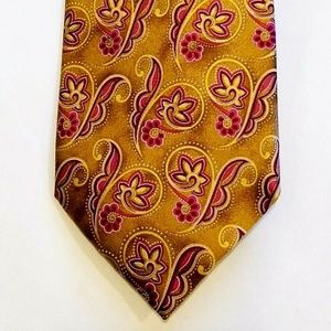Ermenegildo Zegna Unique Pink Gold Print Silk Tie